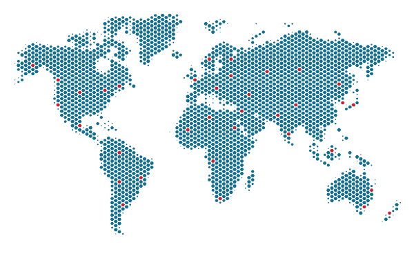 World map showing global threat monitoring coverage